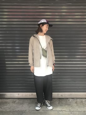 「MANASTASH（マナスタッシュ）のアイテム（バッグ）」を使った、YOSHIHARUさん（レディース・168cm）の春コーディネート