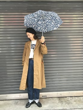 「MANASTASH（マナスタッシュ）のアイテム（ステンカラーコート）」を使った、YOSHIHARUさん（レディース・168cm）の春コーディネート