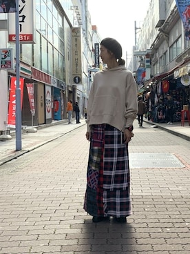 「MANASTASH」｜「アイテム（ハンチング/ベレー帽）」を使った、YOSHIHARUさん（レディース・168cm）の秋コーディネート
