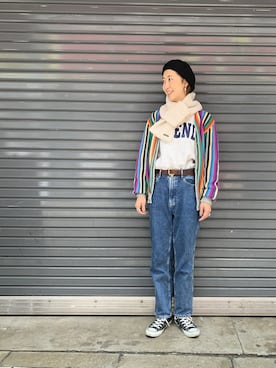「MANASTASH」｜「アイテム（ハンチング/ベレー帽）」を使った、YOSHIHARUさん（レディース・168cm）の秋コーディネート