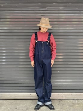 「MANASTASH」｜「アイテム（オールインワン・サロペット）」を使った、YOSHIHARUさん（レディース・168cm）の冬コーディネート