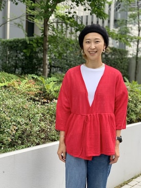「BEAVER上野」｜「アイテム（ハンチング/ベレー帽）」を使った、YOSHIHARUさん（レディース・168cm）の夏コーディネート