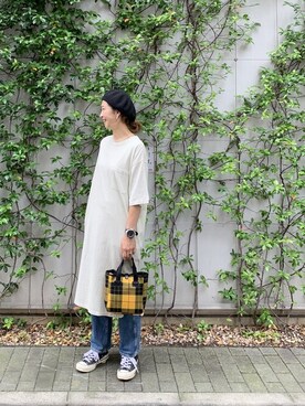 「MANASTASH（マナスタッシュ）のアイテム（ワンピース/ドレス）」を使った、YOSHIHARUさん（レディース・168cm）の夏コーディネート