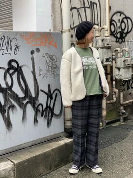 「MANASTASH（マナスタッシュ）のアイテム（ブルゾン）」を使った、YOSHIHARUさん（レディース・168cm）の秋コーディネート