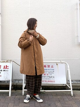 「MANASTASH（マナスタッシュ）のアイテム（モッズコート）」を使った、YOSHIHARUさん（レディース・168cm）の秋コーディネート
