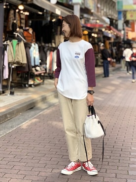 「MANASTASH（マナスタッシュ）のアイテム（バッグ）」を使った、YOSHIHARUさん（レディース・168cm）の秋コーディネート