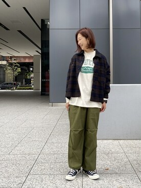 「MANASTASH（マナスタッシュ）のアイテム（ブルゾン）」を使った、YOSHIHARUさん（レディース・168cm）の秋コーディネート