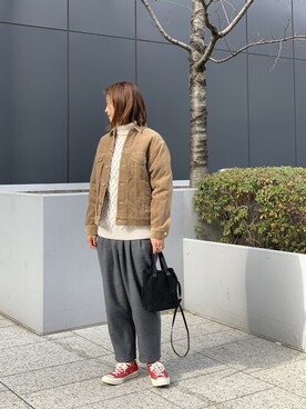 「MANASTASH（マナスタッシュ）のアイテム（バッグ）」を使った、YOSHIHARUさん（レディース・168cm）の冬コーディネート