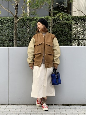 「MANASTASH（マナスタッシュ）のアイテム（ジャケット/アウター）」を使った、YOSHIHARUさん（レディース・168cm）の冬コーディネート