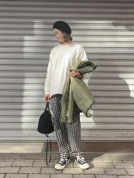 「MANASTASH（マナスタッシュ）のアイテム（バッグ）」を使った、YOSHIHARUさん（レディース・168cm）の冬コーディネート