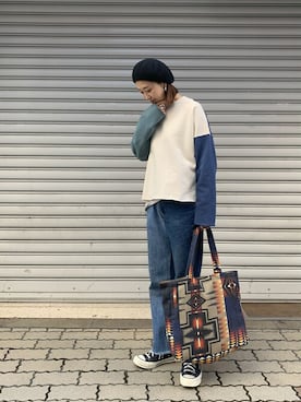 「MANASTASH（マナスタッシュ）のアイテム（スウェット）」を使った、YOSHIHARUさん（レディース・168cm）の冬コーディネート