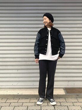 「MANASTASH（マナスタッシュ）のアイテム（ジャケット/アウター）」を使った、YOSHIHARUさん（レディース・168cm）の冬コーディネート