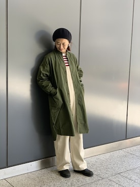 「MANASTASH（マナスタッシュ）のアイテム（オールインワン・サロペット）」を使った、YOSHIHARUさん（レディース・168cm）の冬コーディネート