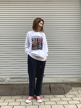 「BEAVER上野」｜「アイテム（スラックス）」を使った、YOSHIHARUさん（レディース・168cm）の冬コーディネート