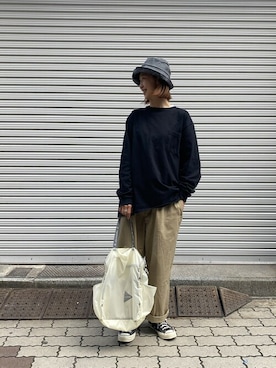 「and wander（アンドワンダー）のアイテム」を使った、YOSHIHARUさん（レディース・168cm）の春コーディネート