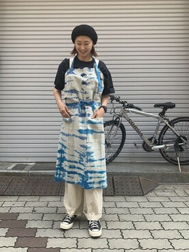 「MANASTASH（マナスタッシュ）のアイテム（オールインワン・サロペット）」を使った、YOSHIHARUさん（レディース・168cm）の春コーディネート