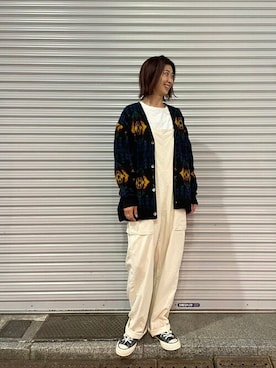 「MANASTASH（マナスタッシュ）のアイテム（オールインワン・サロペット）」を使った、YOSHIHARUさん（レディース・168cm）の秋コーディネート