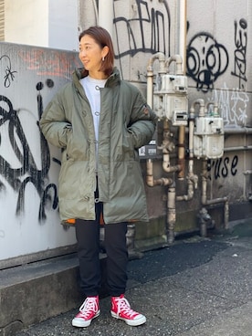 「WILD THINGS（ワイルドシングス）のアイテム（ダウンジャケット/コート）」を使った、YOSHIHARUさん（レディース・168cm）の秋コーディネート