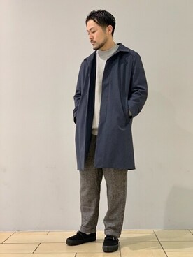 「417 EDIFICE（フォーワンセブンエディフィス）のアイテム（ステンカラーコート）」を使った、遠藤さん（メンズ・177cm）の秋コーディネート