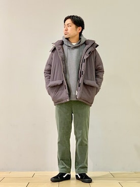 「417 EDIFICE（フォーワンセブンエディフィス）のアイテム（ダウンジャケット/コート）」を使った、遠藤さん（メンズ・177cm）の冬コーディネート
