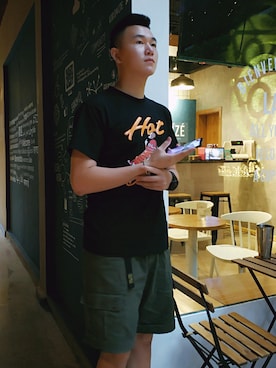 「盐系风格」｜「アイテム（その他シューズ）」を使った、阳仔nsさん（メンズ・181cm）の夏コーディネート