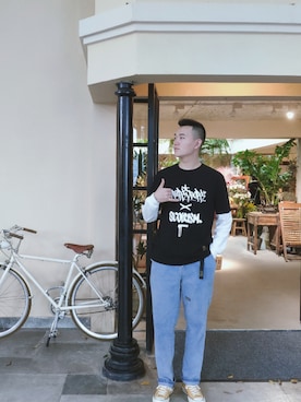「日系极简」｜「アイテム（その他シューズ）」を使った、阳仔nsさん（メンズ・181cm）の秋コーディネート