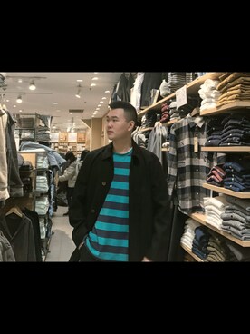 「通勤穿搭」｜「アイテム（ダッフルコート）」を使った、阳仔nsさん（メンズ・181cm）の秋コーディネート