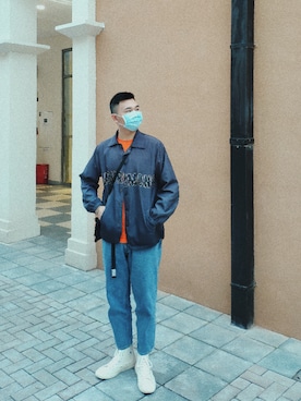「アイテム（その他シューズ、ホワイト系）」を使った、阳仔nsさん（メンズ・181cm）の春コーディネート