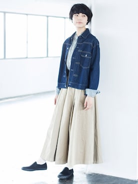 「D.M.G.（ドミンゴ）のアイテム（ジャケット/アウター）」を使った、美代さん（レディース・165cm）の春コーディネート