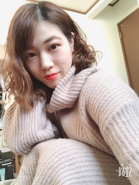 「VIS（ビス）のタートルネックロングニットワンピース（ワンピース、ベージュ系）」を使った、Namiさん（レディース・155cm）の冬コーディネート