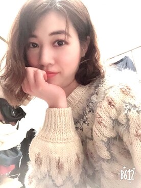 「VIS（ビス）のフェザーヤーンフェアアイルニットプルオーバー（ニット/セーター、ベージュ系）」を使った、Namiさん（レディース・155cm）の冬コーディネート