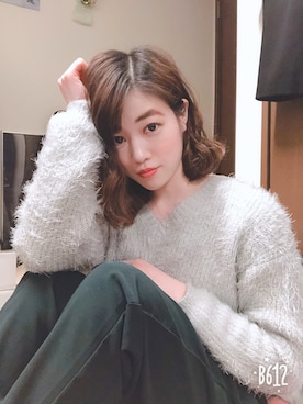 「FREE'S MART（フリーズマート）のラメフェザーニット（ニット/セーター、グレー系）」を使った、Namiさん（レディース・155cm）の春コーディネート