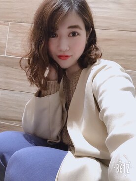 「VIS（ビス）のベルト付き2タックテーパードパンツ（その他パンツ、ベージュ系）」を使った、Namiさん（レディース・155cm）の春コーディネート