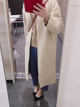 「VIS（ビス）のベルト付き2タックテーパードパンツ（その他パンツ、ブルー系）」を使った、Namiさん（レディース・155cm）の春コーディネート