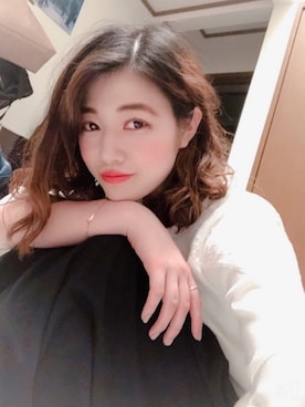 「MAJESTIC LEGON（マジェスティックレゴン）のオーガンジー刺繍プルオーバー（Tシャツ/カットソー、ホワイト系）」を使った、Namiさん（レディース・155cm）の春コーディネート