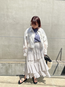 「小花柄」｜「アイテム（その他アウター）」を使った、sanaさん（レディース・157cm）の春コーディネート