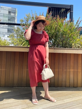 「オーガンジー」｜「アイテム（帽子）」を使った、sanaさん（レディース・157cm）の春コーディネート