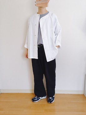 「fifth general store remake usarmy sleeping shirtsのアイテム（シャツ/ブラウス、ホワイト系）」を使った、kururikunさん（メンズ・171cm）の夏コーディネート