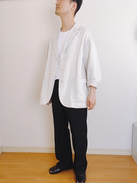 「standard journalのMurakami jacket（テーラードジャケット、ベージュ系）」を使った、kururikunさん（メンズ・171cm）の夏コーディネート