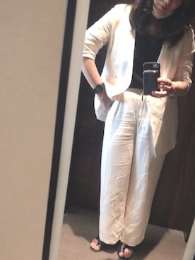「セットアップ風」｜「アイテム（ノーカラージャケット）」を使った、mapo#さん（レディース・155cm）の夏コーディネート