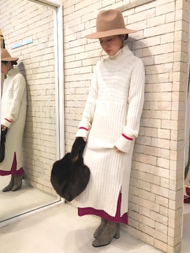 「ラインニット」｜「アイテム（ワンピース/ドレス）」を使った、SHOKO_slickmistさん（レディース・152cm）の秋コーディネート