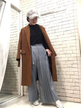 「プリーツ」｜「アイテム（チェスターコート）」を使った、SHOKO_slickmistさん（レディース・152cm）の冬コーディネート