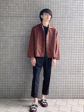 「markaware（マーカウェア）のアイテム（スラックス）」を使った、tsubasaさん（メンズ・177cm）の春コーディネート