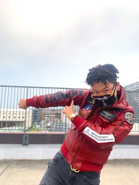 「TOPGUN」｜「アイテム（ブルゾン）」を使った、ᛚᛁᛚᛚᛖ ᛒᛖᚱᛋᛖᚱᚴᚱさん（メンズ・165cm）の秋コーディネート