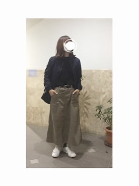 「白いスニーカー」｜「アイテム（ブルゾン）」を使った、remioさん（レディース・163cm）の冬コーディネート