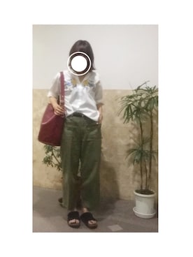 「カーキパンツ」｜remioさん（レディース・163cm）の夏コーディネート