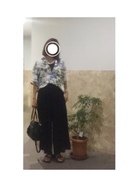 「earth music&ecology（アースミュージックアンドエコロジー）のカットプリーツスカーチョ（その他パンツ）」を使った、remioさん（レディース・163cm）の秋コーディネート