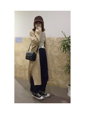 「リブT」｜「アイテム（その他アウター）」を使った、remioさん（レディース・163cm）の秋コーディネート