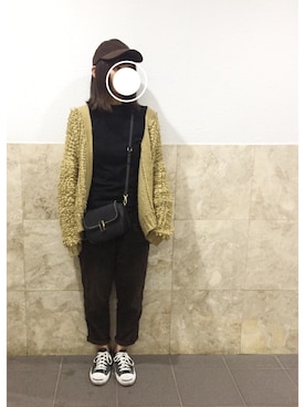 「ワークキャップ」｜「アイテム（その他アウター）」を使った、remioさん（レディース・163cm）の秋コーディネート