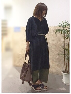 「アイテム（シャツワンピース）」を使った、remioさん（レディース・163cm・20代）の春コーディネート